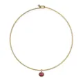 Eleganter goldener Edelstahl-Choker mit einem leuchtend rosa ovalen Geburtsstein - Gold Rosérot Zirkonia Oval Choker