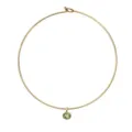 Detailansicht eines goldenen Edelstahl-Chokers mit ovalem grünen Edelstein-Anhänger - Gold Hellgrün Zirkonia Oval Choker