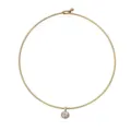 Edler vergoldeter Halsreif mit einem glänzenden ovalen Kristallanhänger-Detail - Gold Weiß Zirkonia Oval Choker