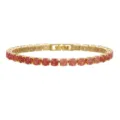 Detailed view of elegant 5mm ice flower zirconia tennis bracelet in candy red gold finish - Gold B17 Red