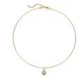 Detailed view of gold stainless steel choker with a round bezel-set zirconia pendant - Gold Round (White Zirconia)
