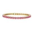 Elegant gold-plated tennis bracelet with vibrant 5mm pink ice-flower cubic zirconia - Gold A10 Purple