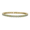 Vista detallada de una pulsera tenis de circonita verde menta 5mm chapada en oro - Dorado B28 Cián