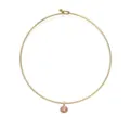 Detail der goldenen Edelstahl-Halskette mit rosa rundem Geburtsstein-Anhänger - Gold Rosa Zirkonia Oval Choker