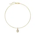 Detailed view of a gold-plated stainless steel choker featuring a clear teardrop pendant. - Gold Teardrop (White Zirconia)
