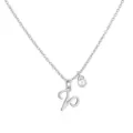 Close-up of silver Aries zodiac necklace with a single white pearl charm detail. - Aries