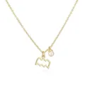 Close-up of Aquarius zodiac pendant necklace with elegant pearl charm in gold finish. - Aquarius