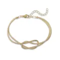 Vista dettagliata di un bracciale a doppia catena serpente placcato oro con nodo dell'infinito - Nodo Infinito Catena a Serpente / Oro