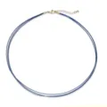 Detailed view of blue triple-layer hand-woven necklace cord with gold lobster clasp - Navy Blue