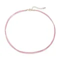 Elegant handmade three-layer pink braided choker necklace with golden adjustable clasp - Rose Pink