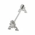 Elegant silver stainless steel cutlery rest with ornate vintage carved design for table - Peony / Silver