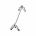 Elegant silver stainless steel chopstick rest with ornate carved floral design for dining - Balloon Flower Shape / Silver