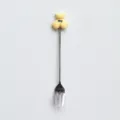 Fourchette à fruit en acier inoxydable mignonne avec pendentif ours pour gâteaux et desserts. - Ours Blanc Riz