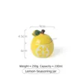 Bote para condimentos de cerámica con forma de limón, incluye tapa y cuchara, de 230 ml - Estilo Limón (SL-TL3011) / Tarro Individual (Con Cuchara)