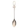 Eleganter Dessertlöffel aus Edelstahl mit dekorativer Schleife und Schmuckstein. - Löffel / Silber