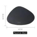 Irregular black leather placemat waterproof heat resistant dining table mat 45x36.5cm - Small Cup Mat / Black