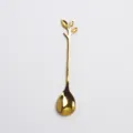 Creative gold stainless steel coffee spoon with elegant leaf handle design - Gold Disposable Spoons / Gold