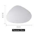 Irregular shaped silver faux leather placemat 45x36.5cm waterproof and heat resistant - Silver
