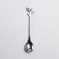 Elegant silver stainless steel coffee stirring spoon with creative leaf branch handle design - Silver Spoon / Silver