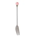 Eleganter Fruchtgabel aus Edelstahl mit einer dekorativen rosa Perle am Griffende - Gabel / 2-Teiliges Set / Rosa