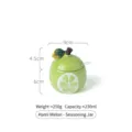 Tarro de cerámica para condimentos con forma de melón, con tapa y cuchara, 230 ml - Estilo Cantalupo (SL-TL3011) / Tarro Individual (Con Cuchara)
