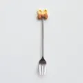 Cute Stainless Steel Fruit Fork Cartoon Bow Dessert Fork Kitchen Tableware Variant - Bowknot Brown