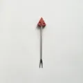 Stainless steel fruit fork with cute pink cheese handle for cake dessert pastry. - Coffee