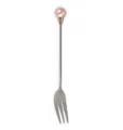 Eleganter silberner Obstgabel aus Edelstahl mit einem dekorativen rosa Perlendetail oben - Gabel / 2-Teiliges Set / Orange