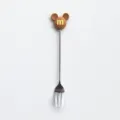 Cute stainless steel fruit fork with brown mouse ear top decoration for dessert and cake. - Medium Cartoon Coffee Brown