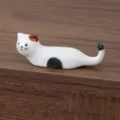 Niedlicher Keramik Katzen Stäbchenhalter, japanisches Besteck Gabel Löffel Ständer für Küche. - Braun-schwarze Katze