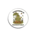 Whimsical Zen frog brooch with coffee and leaf umbrella enamel pin badge design - Round Frog Style (YP4130)