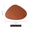 Durable khaki leather irregular shaped heat-insulated placemat measuring 45x36.5cm - Khaki