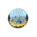 Round world peace enamel pin metal badge featuring cute cartoon cats and white doves - Round Brooch Style (YP3813)