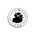 Circular metal enamel brooch featuring a mysterious game character and YES text detail - Monster YES Pattern (YP3817)