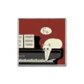 Creative cartoon white cat playing piano enamel pin badge with music note illustration - Square White Cat Piano Style (ZP3480)