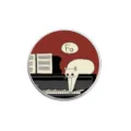 Whimsical white cat on piano enamel pin with "Fa" music note speech bubble badge. - Round White Cat Piano Style (YP3480)