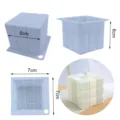 Detail view of 3D silicone cube mold, showing accurate 6cm and 7cm dimensions for candle making. - Single 9-Grid