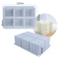 Detailed view of 6-cavity square silicone mold with clear dimensions for 3D candle making. - 6-Cavity 9-Grid