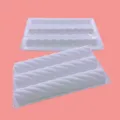 3-cavity twisted spiral platinum silicone mousse cake mold for professional baking - 30x17.5x3.5cm