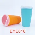 Portable leakproof silicone toddler training cup with lid in vibrant orange and blue - Blue And Orange Straight Style (EYE010)