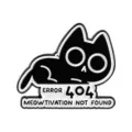 Zwarte kat emaille speld badge met grappige Error 404 Meowtivation Not Found tekst - Zwarte Kat Stijl (QHXZ5884)