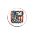Round 250th anniversary America commemorative metal brooch with Statue of Liberty design - Vintage Liberty Flag Style (YP0610)