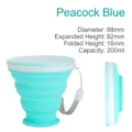 Peacock blue collapsible silicone travel cup with 200ml capacity for outdoor camping - 200ml / Lake Blue