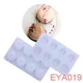 Silicone cake mold detail showing multi-cavity round baking tray and finished dessert. - EYA019 8-Cavity Small Flat Round 30x17.5x3.5cm