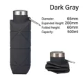 Dark grey 500ml collapsible silicone water bottle with textured diamond pattern - 500ml / Dark Gray