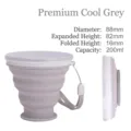 Premium grey collapsible silicone travel cup, compact 200ml portable drinking bottle - 200ml / Light Gray