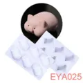Detail view of cute pig silicone mold for DIY baking, mousse, cake and pastry making tools. - EYA025 6-Cavity Pig 29x17x4.2cm