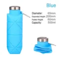 500ml blue collapsible silicone sports water bottle for outdoor travel and gym - 500ml / Sky Blue
