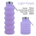 500ml collapsible silicone water bottle in light purple for outdoor sports and travel. - 500ml / Violet