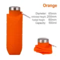 Portable 500ml orange collapsible silicone sports water bottle for outdoor travel - 500ml / Orange